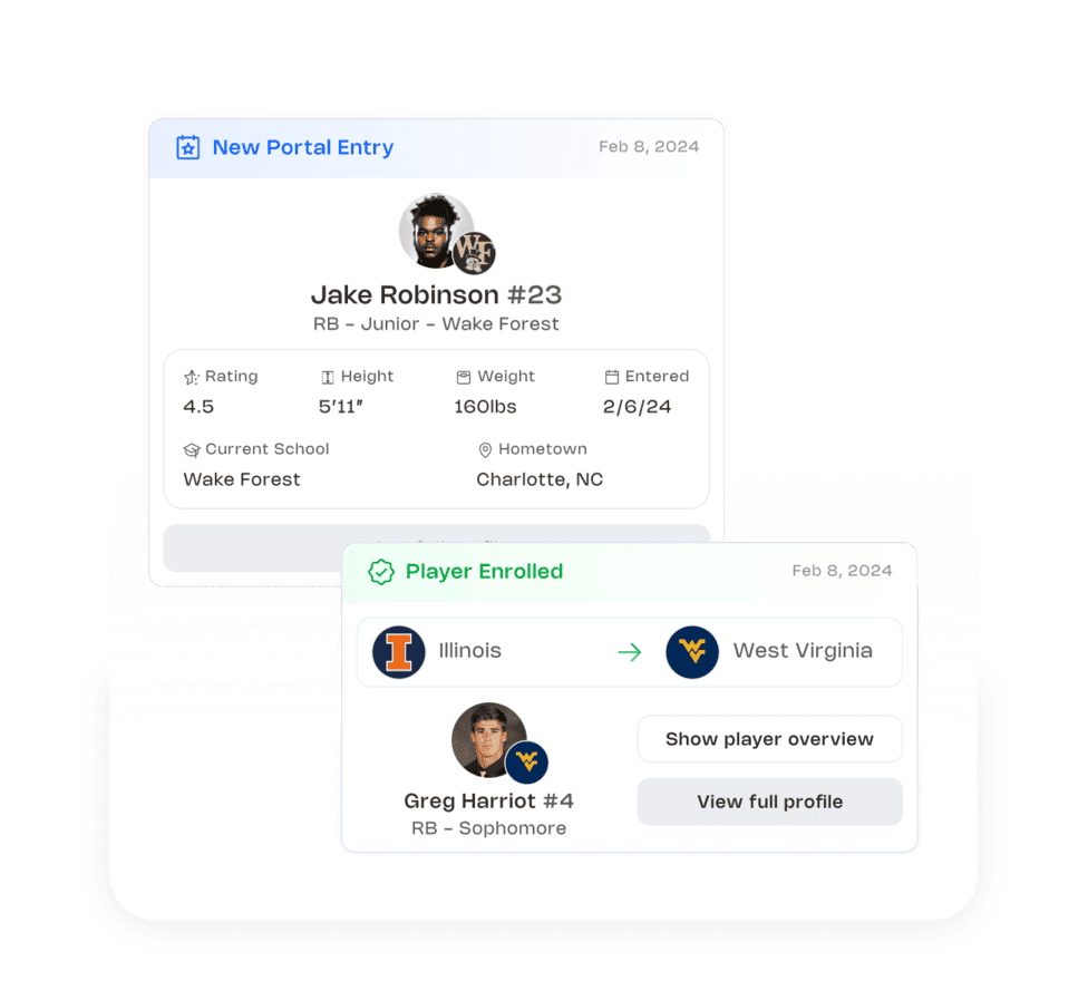 Stay on top of every transfer portal entry, offer, and commitment in real time. UpNext monitors a wide range of news sources so you don't have to.